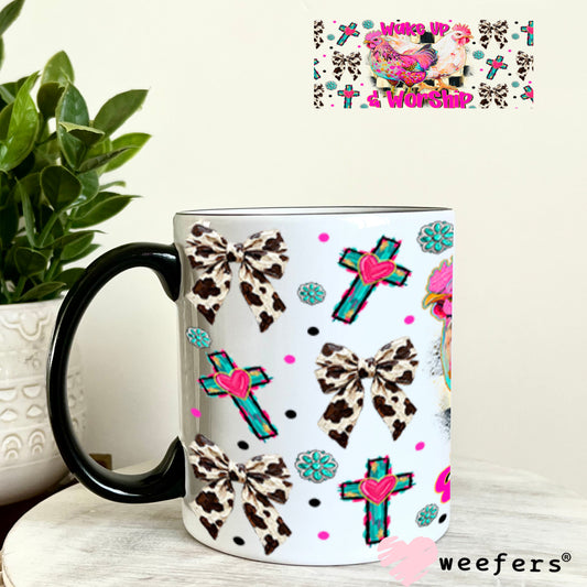 UV DTF Cup Wrap – Wake Up and Worship - Weefers Exclusive 11oz Coffee Mug Cup Wrap Weefers