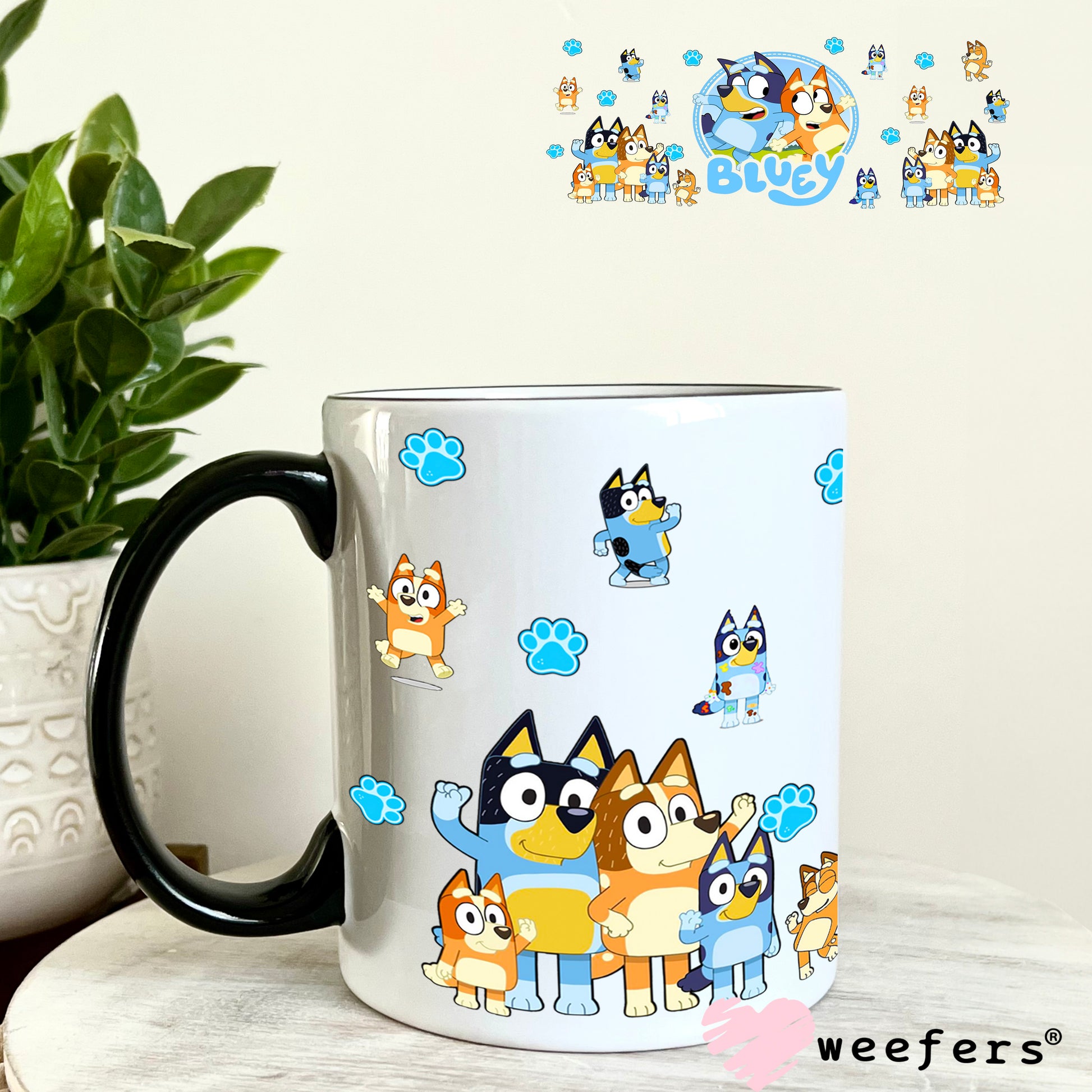 UV DTF Cup Wrap – Blue Dog 11oz Coffee Mug Weefers