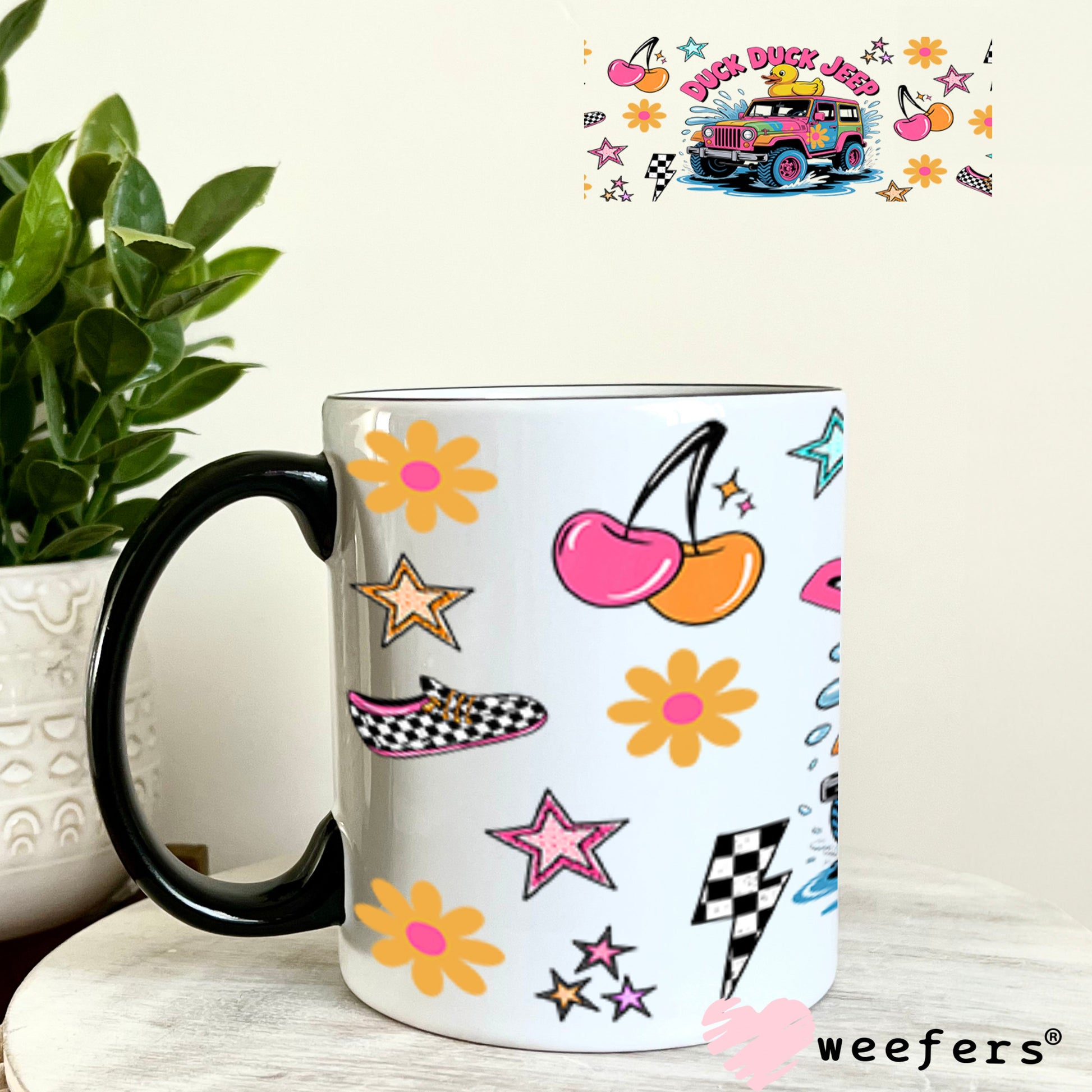 UV DTF Cup Wrap – Duck Duck Jeep - Weefers® Exclusive 11oz Coffee Mug Cup Wrap Weefers
