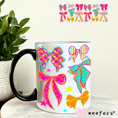 UV DTF Cup Wrap – Retro Bright Bows 11oz Coffee Mug Weefers