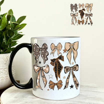 UV DTF Decal - Brown Leopard Checkered Bows