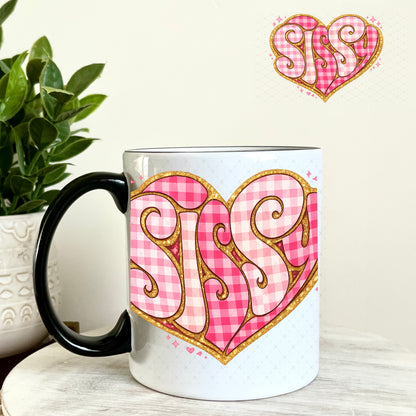 UV DTF Decal - Sissy Pink Checkered 11oz Coffee Mug Weefers