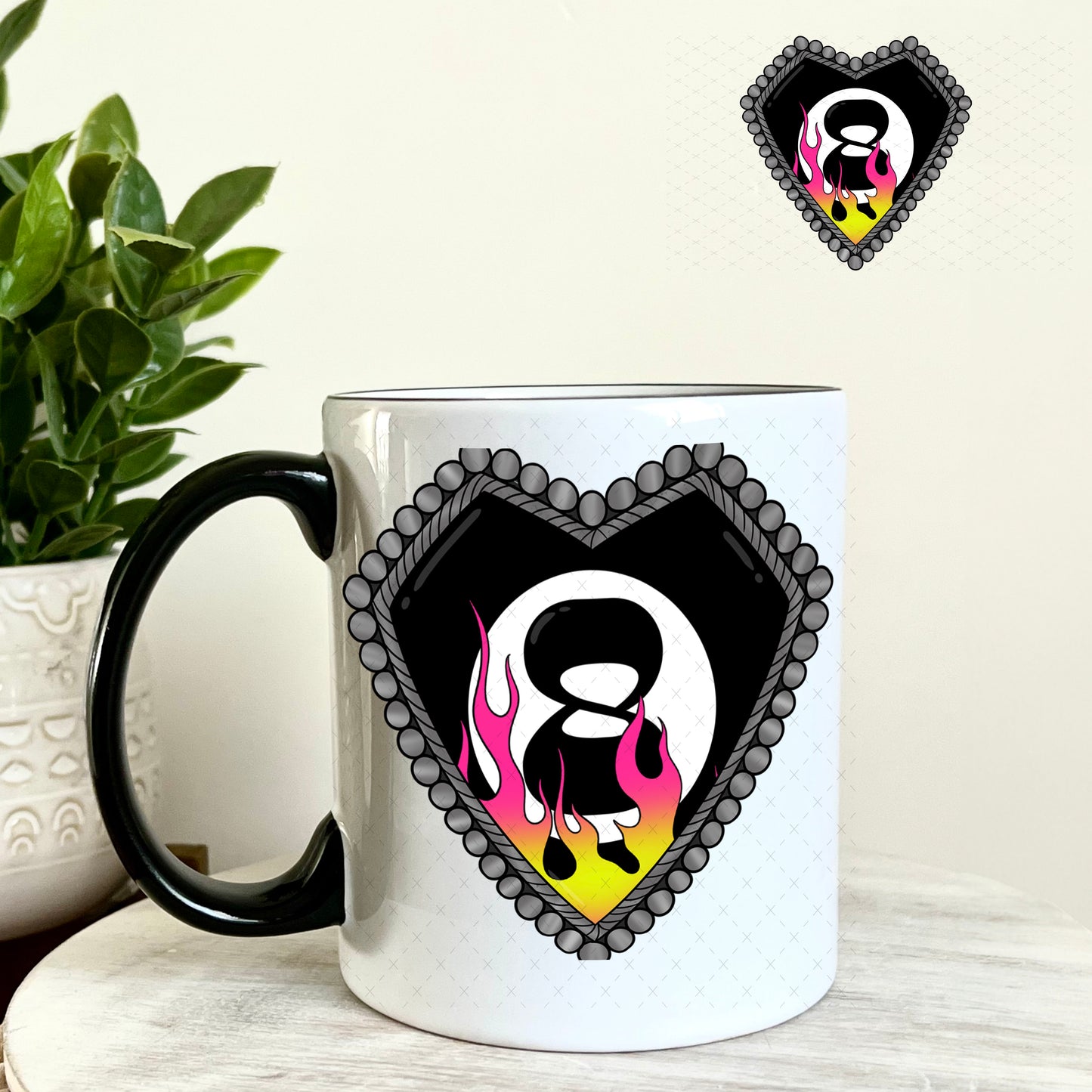UV DTF Decal - Western Heart Eightball 11oz Coffee Mug Weefers