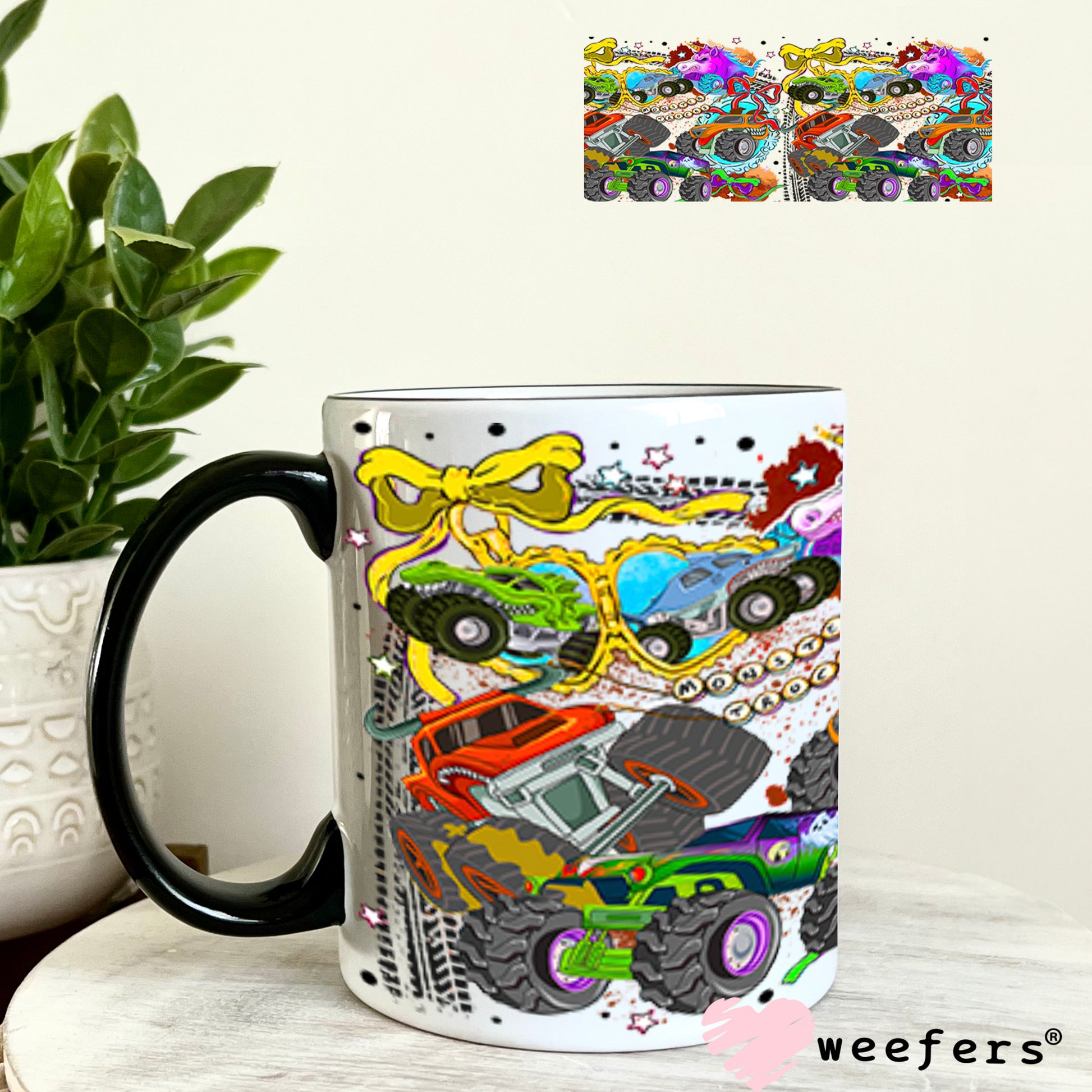 UV DTF Cup Wrap – Monster Truck 11oz Coffee Mug Weefers