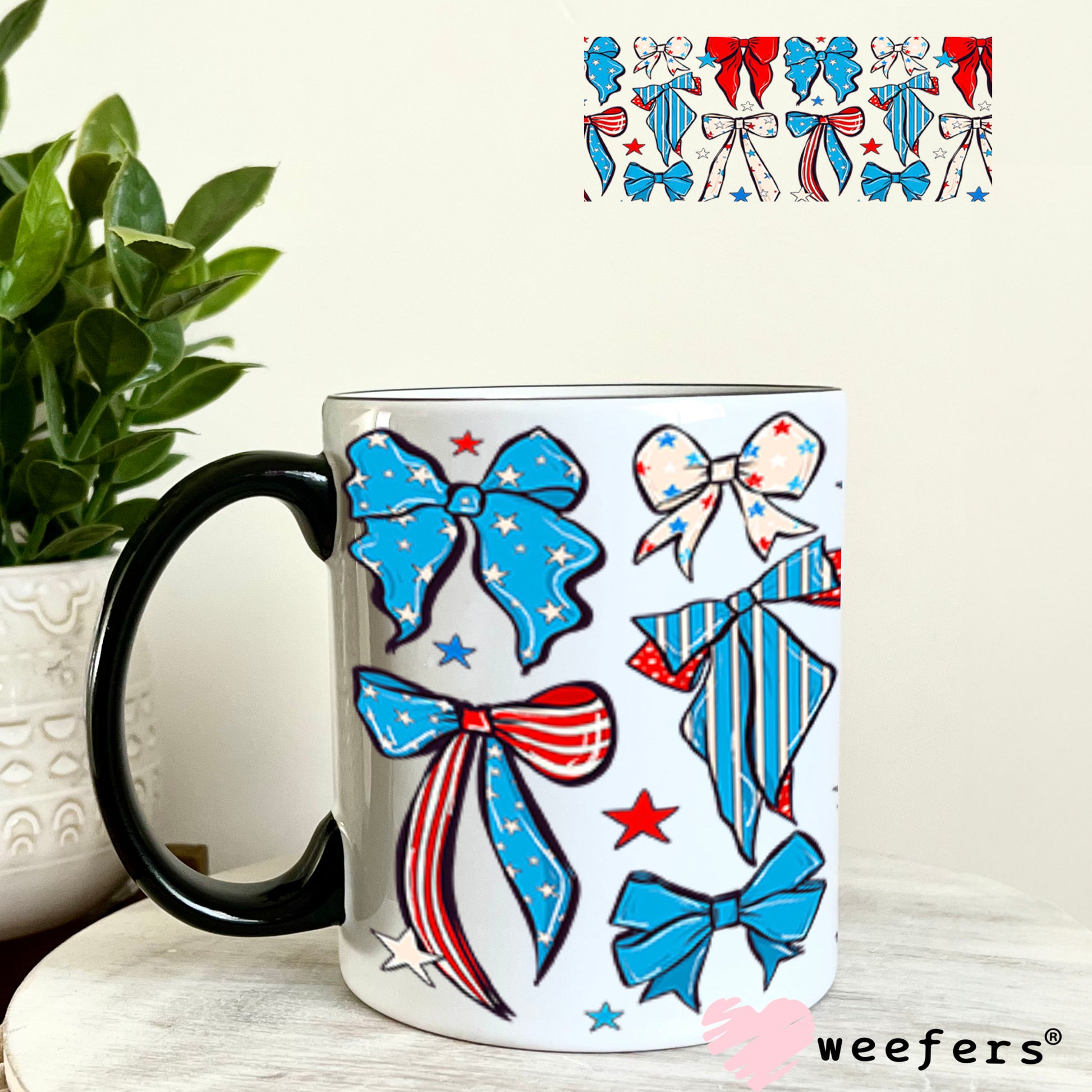 UV DTF Cup Wrap – Patriotic Bows 11oz Coffee Mug Weefers