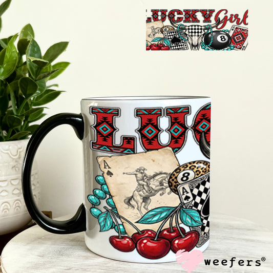 UV DTF Cup Wrap – Lucky Girl 11oz Coffee Mug Weefers