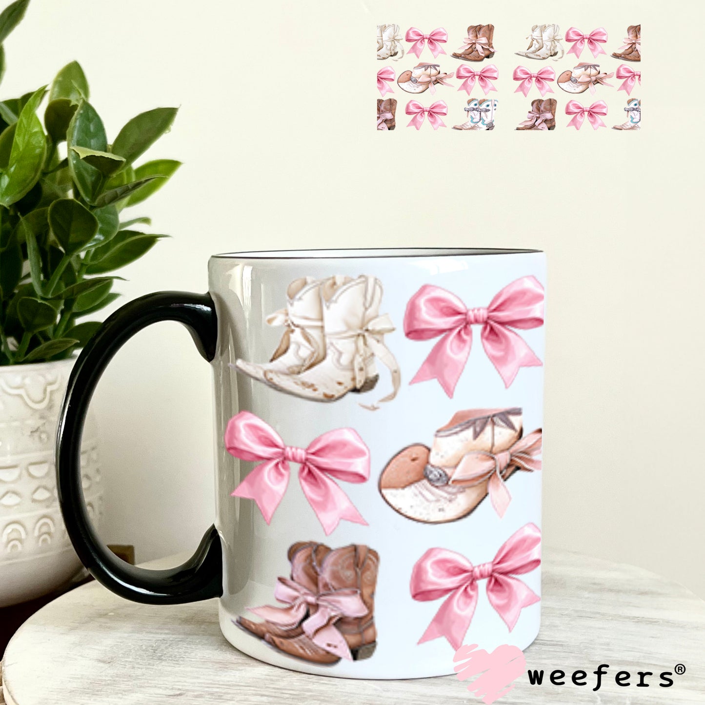 UV DTF Cup Wrap – Boots and Bows 11oz Coffee Mug Weefers