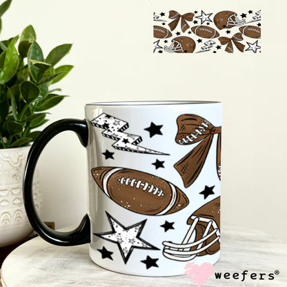 UV DTF Cup Wrap – Football and Bows 11oz Coffee Mug Weefers