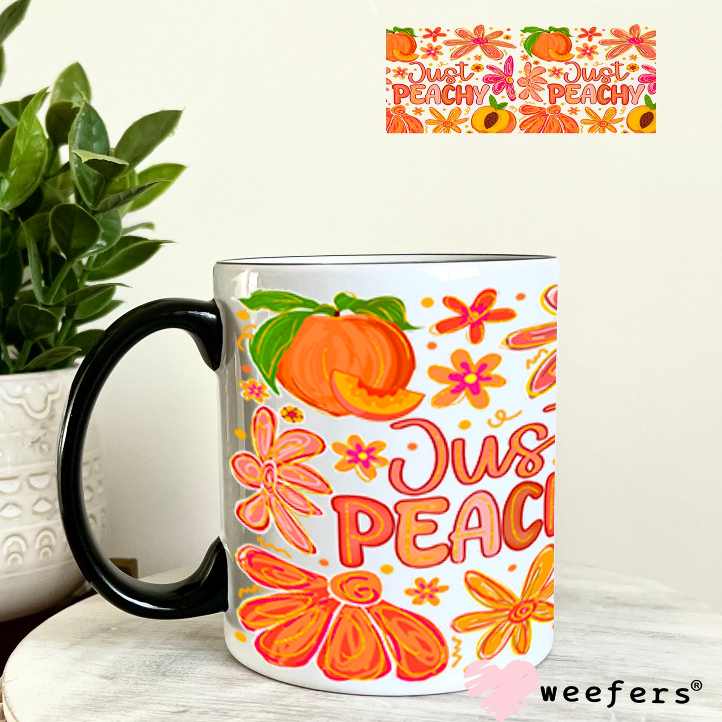 UV DTF Cup Wrap – Just Peachy 11oz Coffee Mug Weefers