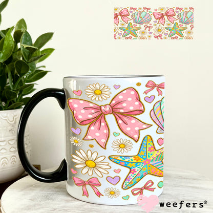UV DTF Cup Wrap – Pastel Seashells and Bows 11oz Coffee Mug Weefers