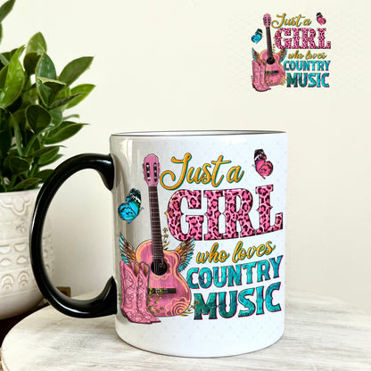 UV DTF Decal - Just a Girl Who Loves Country Music 11oz Coffee Mug Weefers