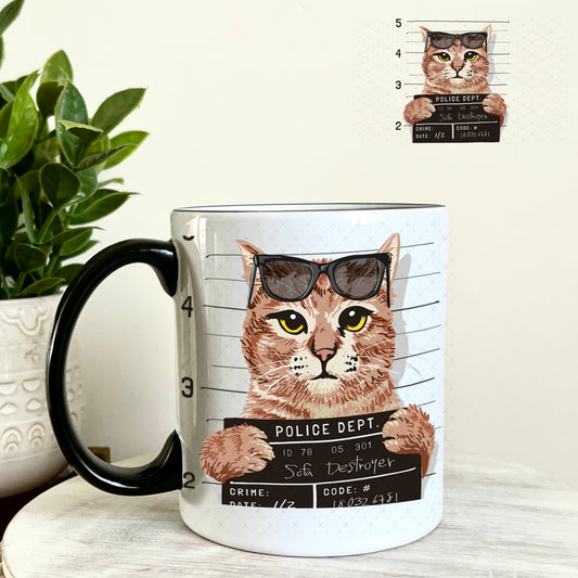 UV DTF Decal - Cat Mug Shot Sofa Destroyer 11oz Coffee Mug Weefers