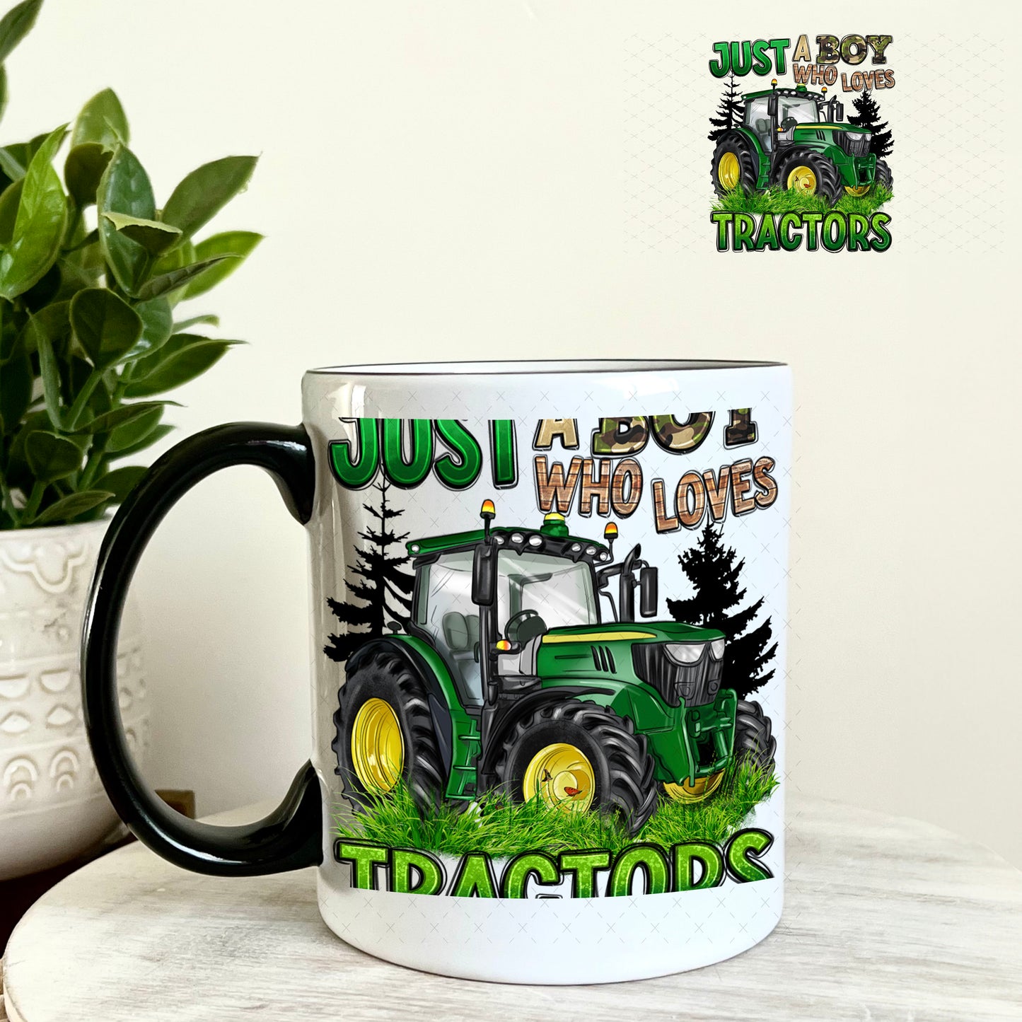 UV DTF Decal - Just a Boy Who Loves Tractors 11oz Coffee Mug Weefers