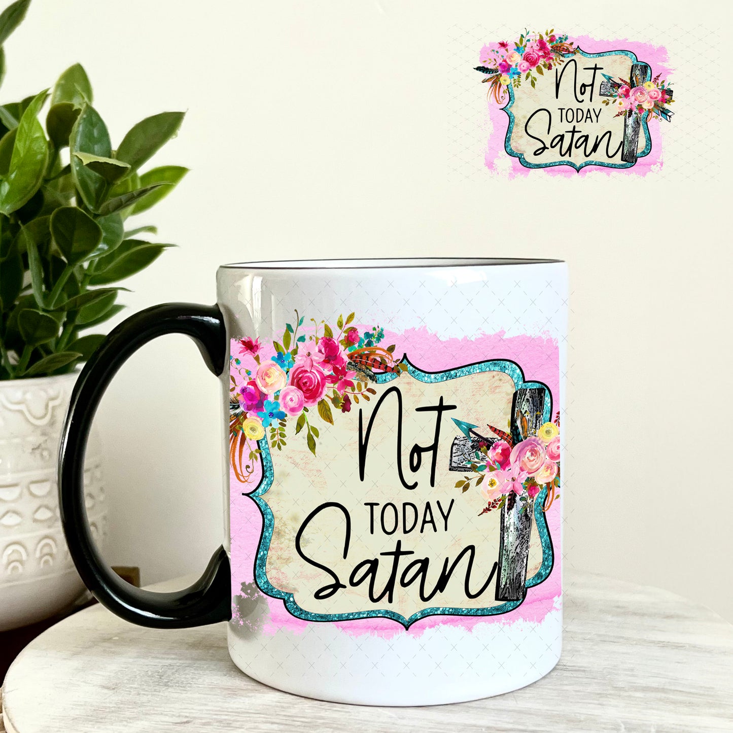 UV DTF Decal - Not Today Satan 11oz Coffee Mug Weefers