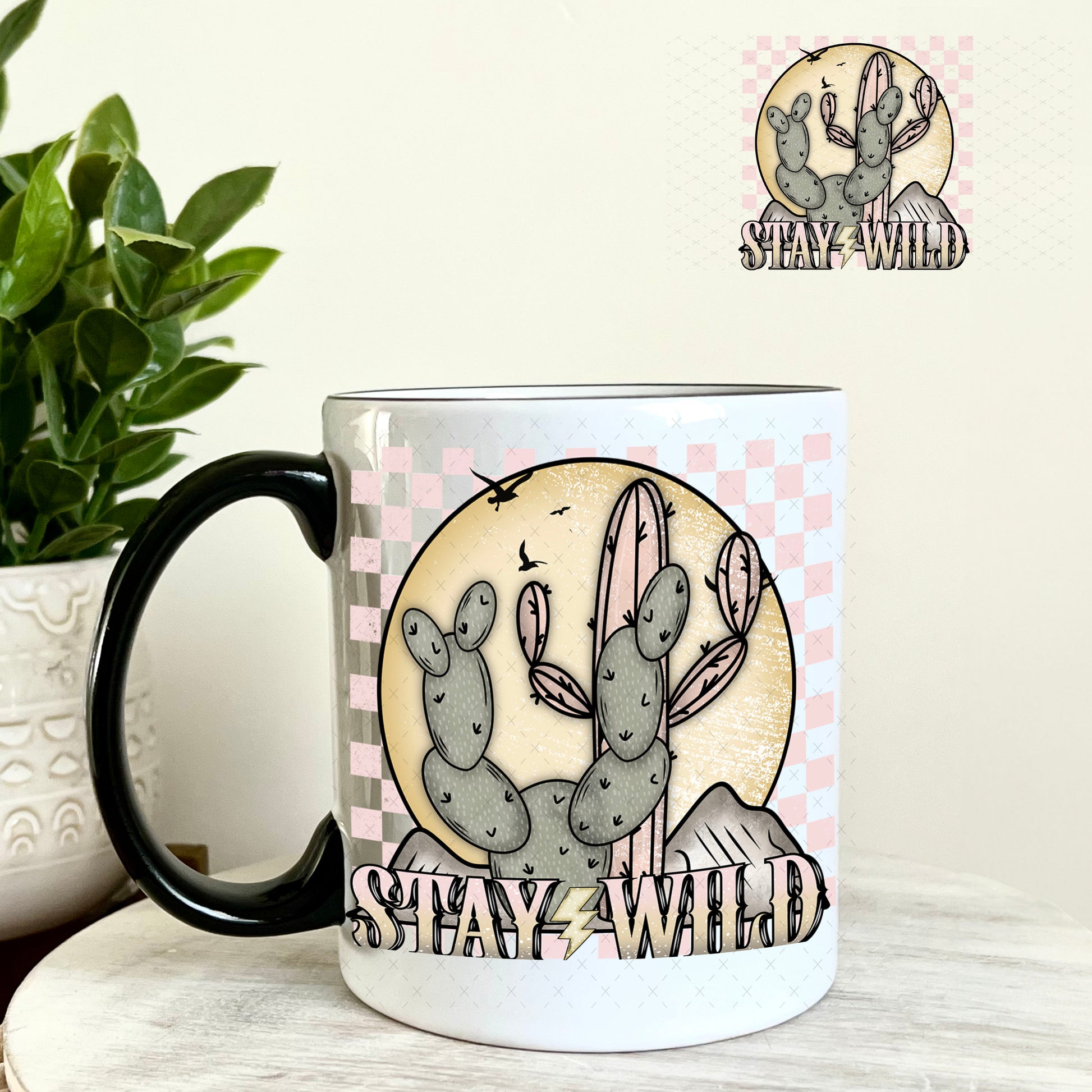 UV DTF Decal - Stay Wild Cactus 11oz Coffee Mug Weefers