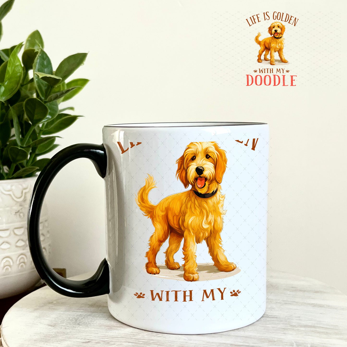 UV DTF Decal - Life is Golden with My Doodle 11oz Coffee Mug Weefers