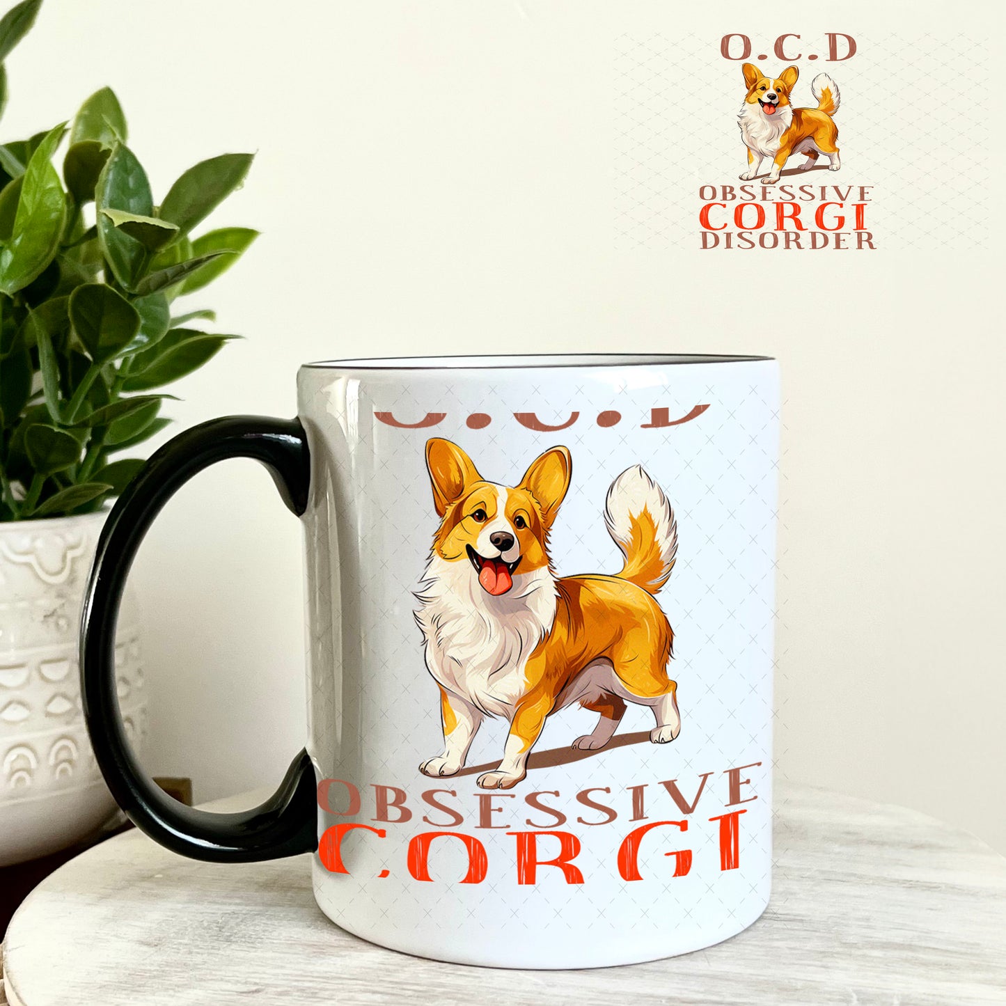 UV DTF Decal - O.C.D. Obsessive Corgi Disorder 11oz Coffee Mug Weefers