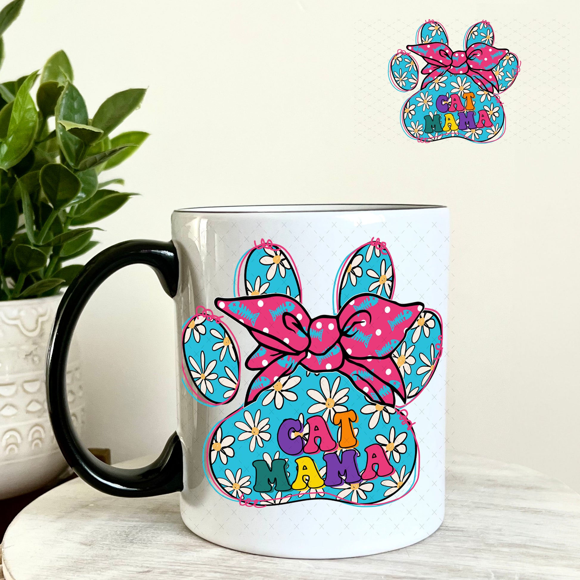 UV DTF Decal -Cat Mama Paw 11oz Coffee Mug Weefers