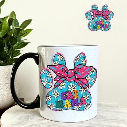 UV DTF Decal -Cat Mama Paw 11oz Coffee Mug Weefers