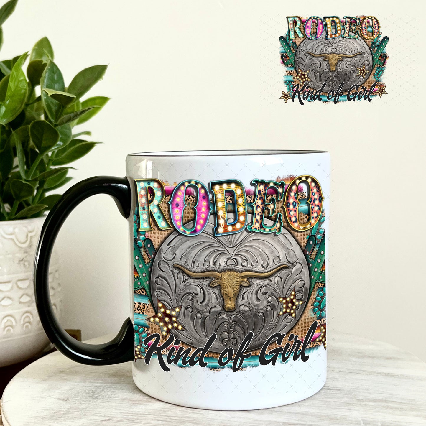 UV DTF Decal - Rodeo Kind of Girl 11oz Coffee Mug Weefers