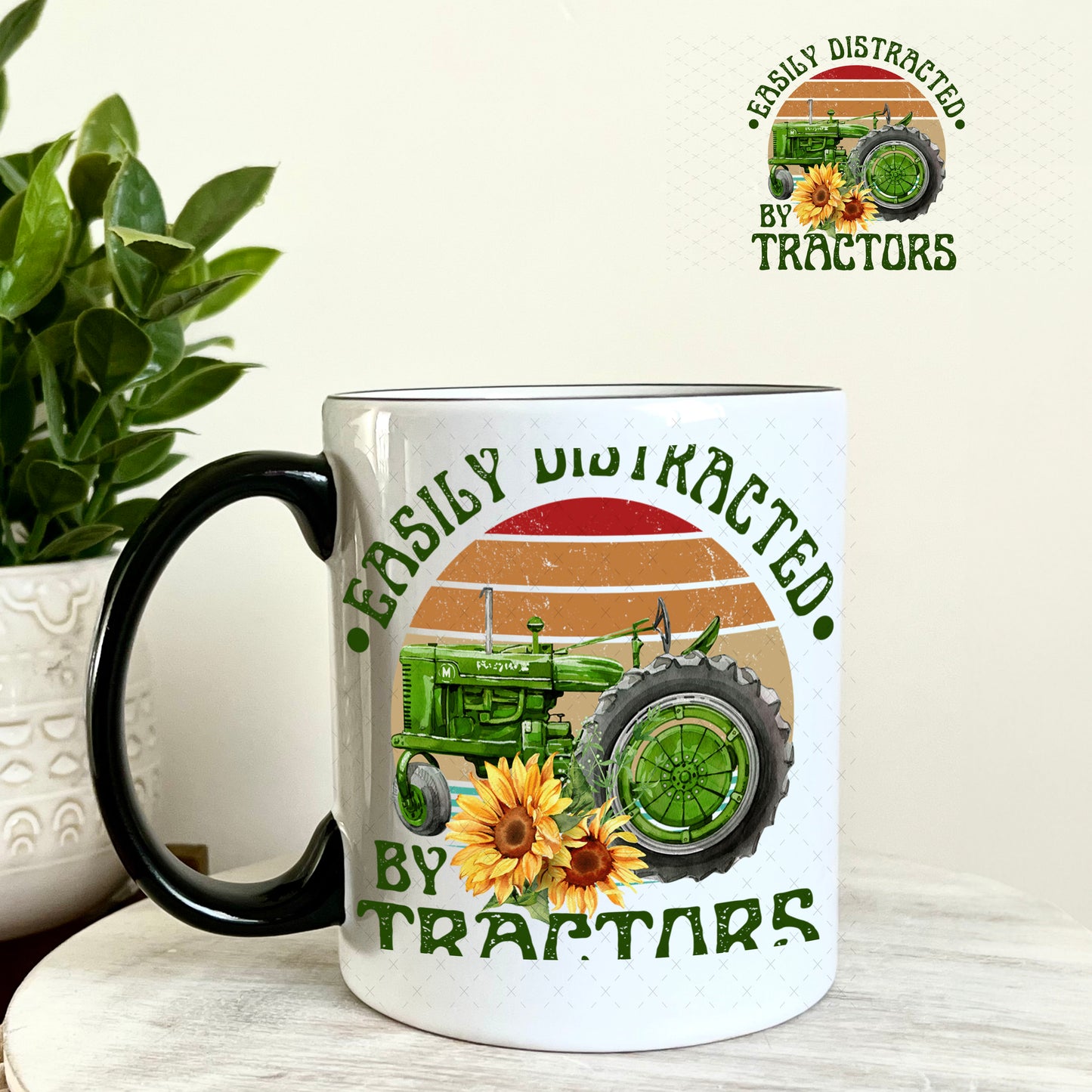 UV DTF Decal - Easily Distracted by Tractors 11oz Coffee Mug Weefers