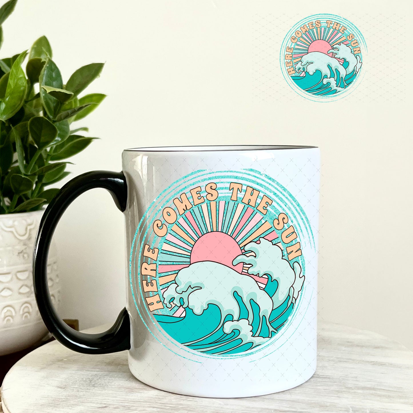 UV DTF Decal - Here Comes the Sun 11oz Coffee Mug Weefers