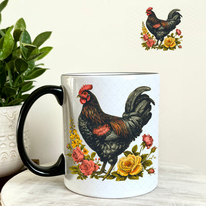 UV DTF Decal - Rooster Florals 11oz Coffee Mug Weefers
