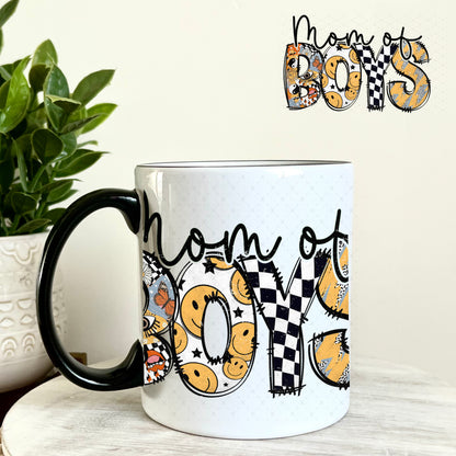 UV DTF Decal - Mom of Boys Checkered 11oz Coffee Mug Weefers