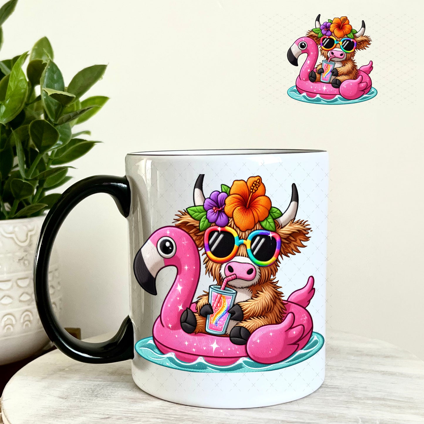 UV DTF Decal - Floating Highlander Cow 11oz Coffee Mug Weefers