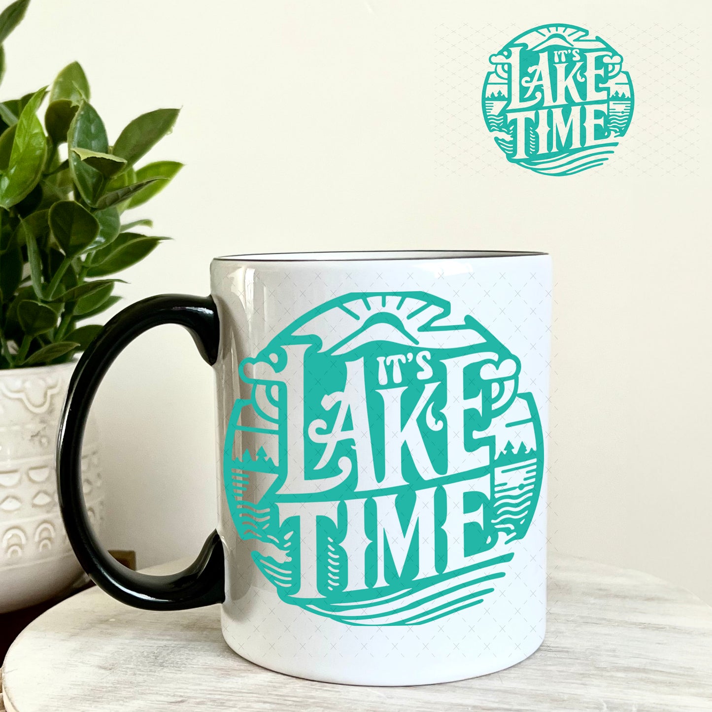 UV DTF Decal - Lake Time seafoam 11oz Coffee Mug Weefers