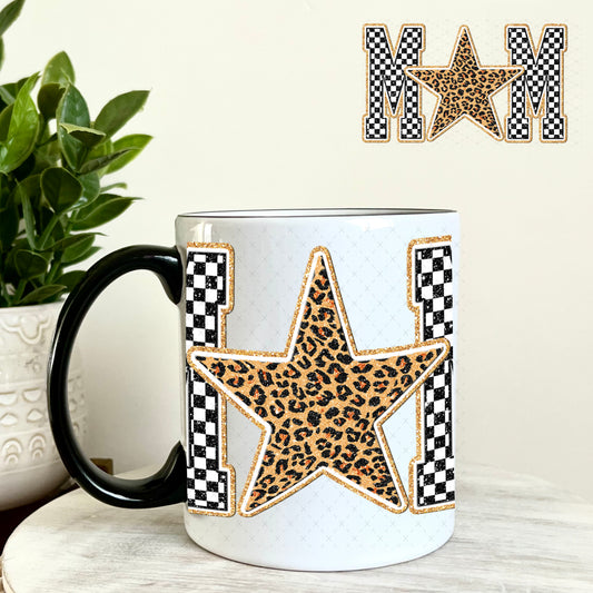 UV DTF Decal - Mom Leopard Star 11oz Coffee Mug Weefers