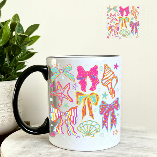 UV DTF Decal - Seashell Bows 11oz Coffee Mug Weefers