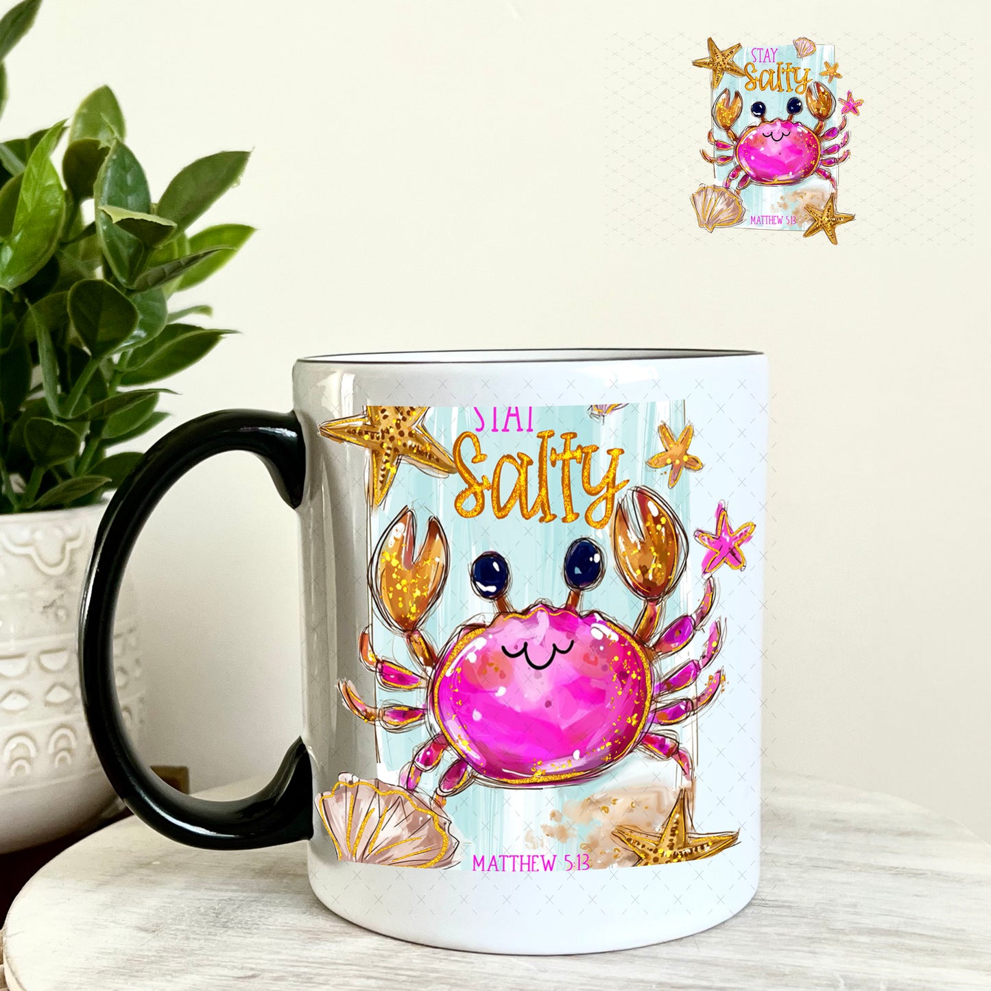 UV DTF Decal - Stay Salty Crab 11oz Coffee Mug Weefers
