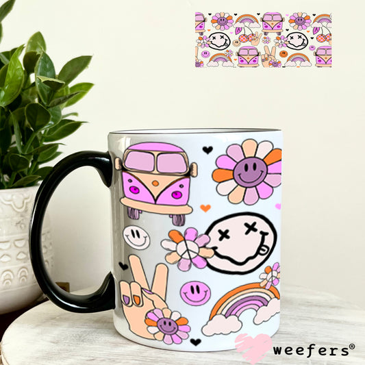 UV DTF Cup Wrap – Retro Bus and Rainbows 11oz Coffee Mug Weefers