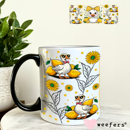 UV DTF Cup Wrap – Yellow Lemons Ducks and Bows 11oz Coffee Mug Weefers