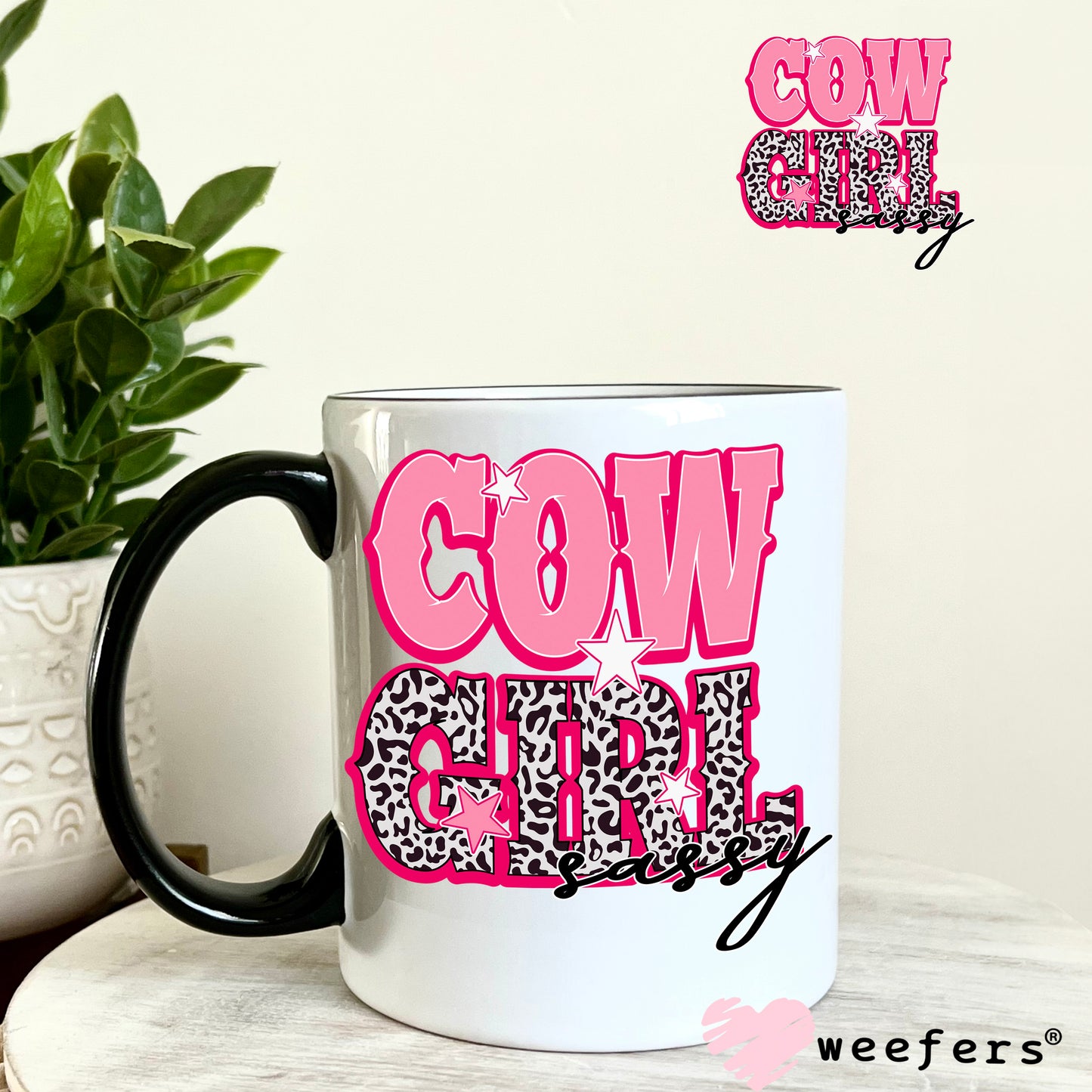 Pink Cow Girl Western UV DTF Decal - Weefers