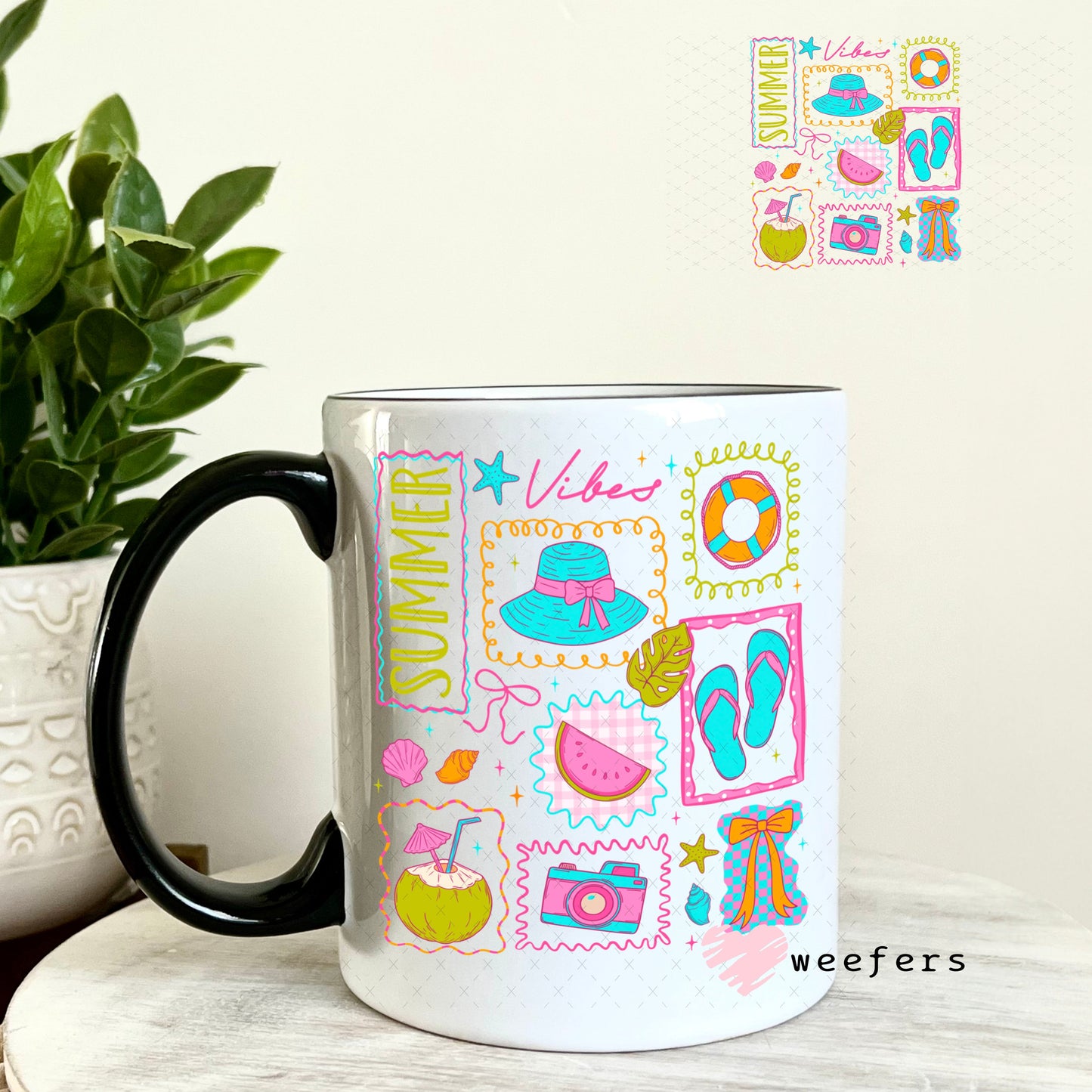 UV DTF Decal - Summer Vibes 11oz Coffee Mug Weefers