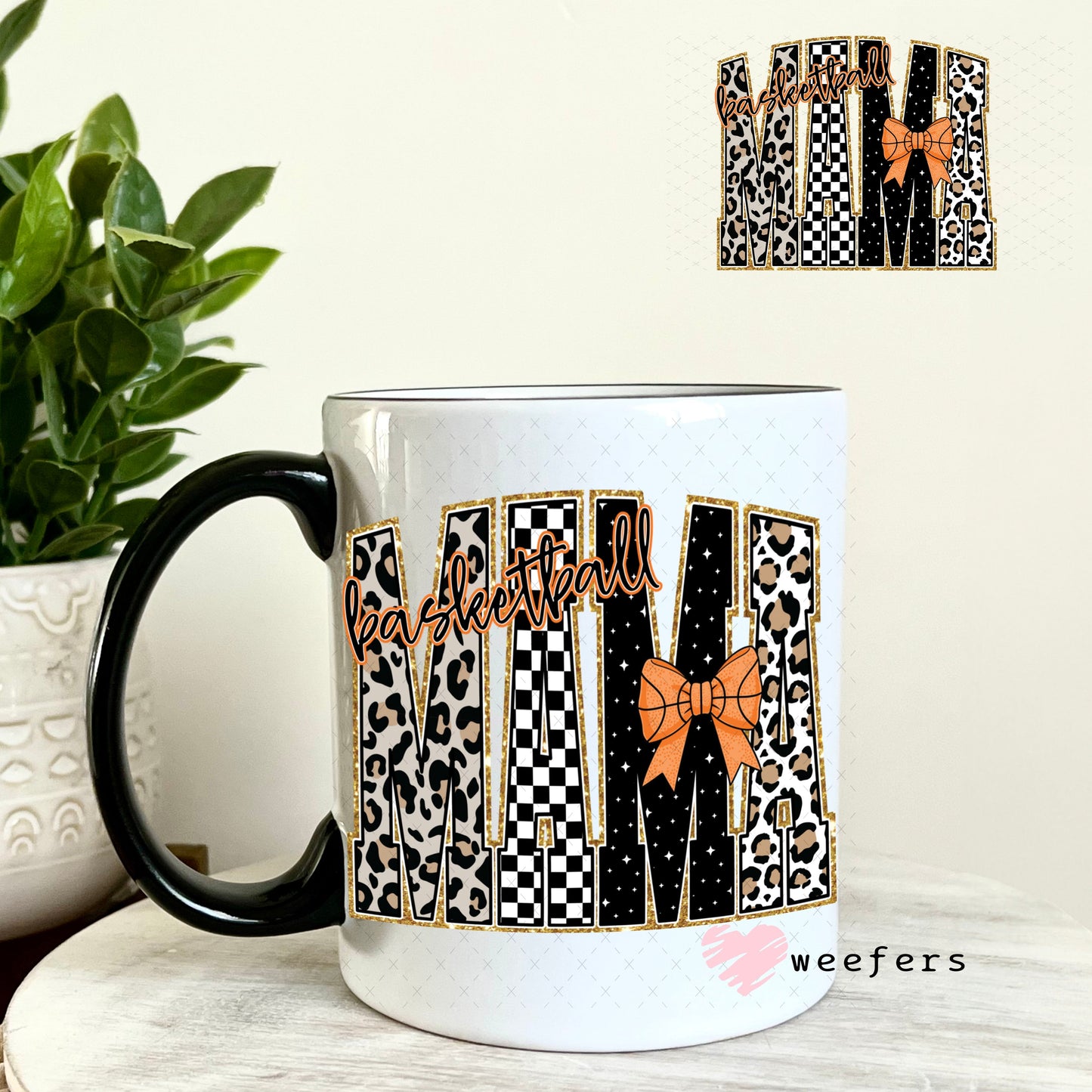 UV DTF Decal - Leopard Basketball Mama 11oz Coffee Mug Weefers