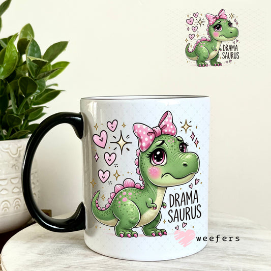 UV DTF Decal - Drama Saurus Dinosaur 11oz Coffee Mug Weefers