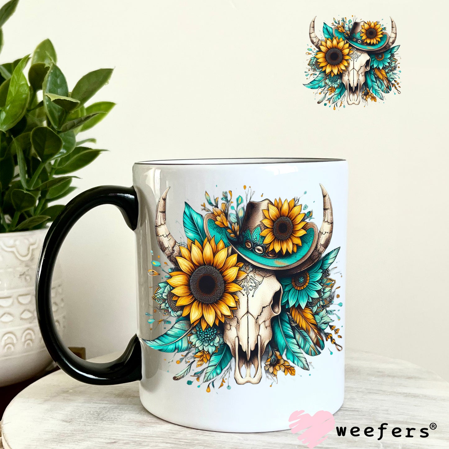 Bougie Sunflower Cow Skull Western UV DTF Decal - Weefers