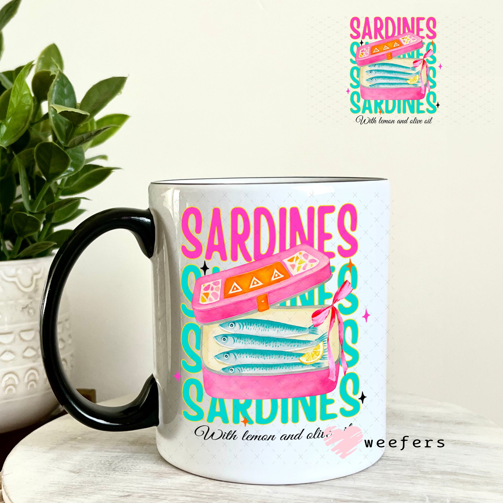 UV DTF Decal - Sardines with Lemon 11oz Coffee Mug Weefers