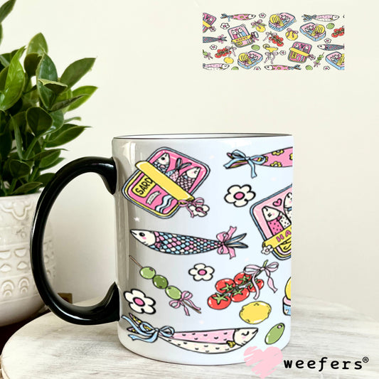 UV DTF Cup Wraps - Orand and Blue Hisbiscus 11oz Coffee Mug Weefers