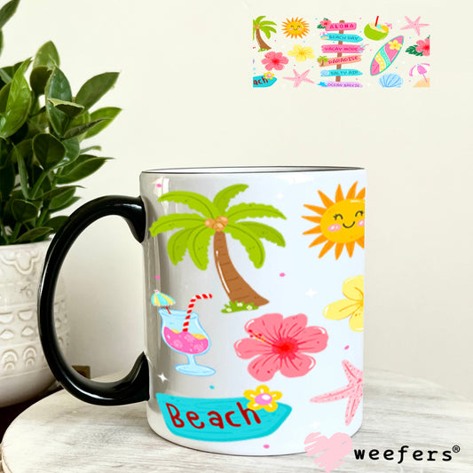 UV DTF Cup Wraps - Summer Beach Signs 11oz Coffee Mug Weefers