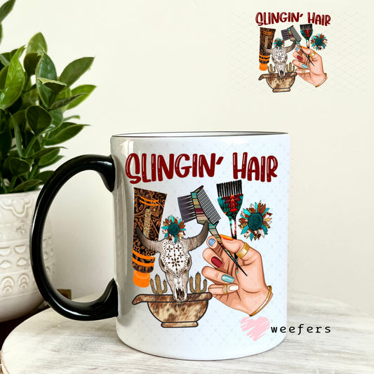 UV DTF Decal - Slingin' Hair Western 11oz Coffee Mug Weefers
