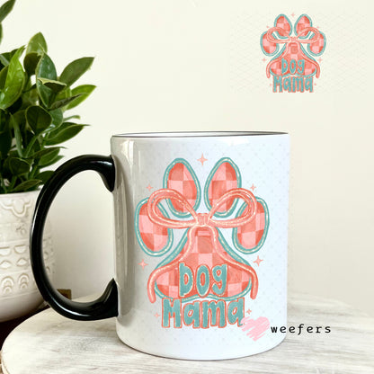UV DTF Decal - Dog Mama Coral Green 11oz Coffee Mug Weefers