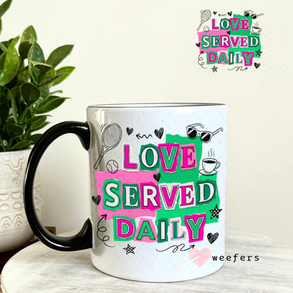 UV DTF Decal - Love Served Daily Tennis 11oz Coffee Mug Weefers