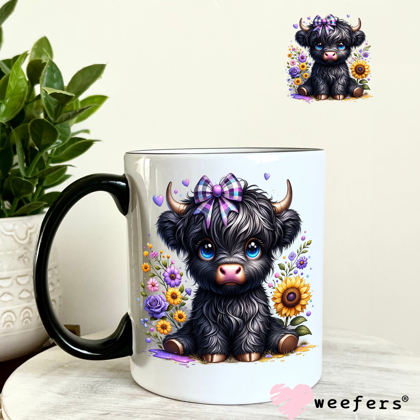 Black Baby Highlander Cow UV DTF Decal - Weefers