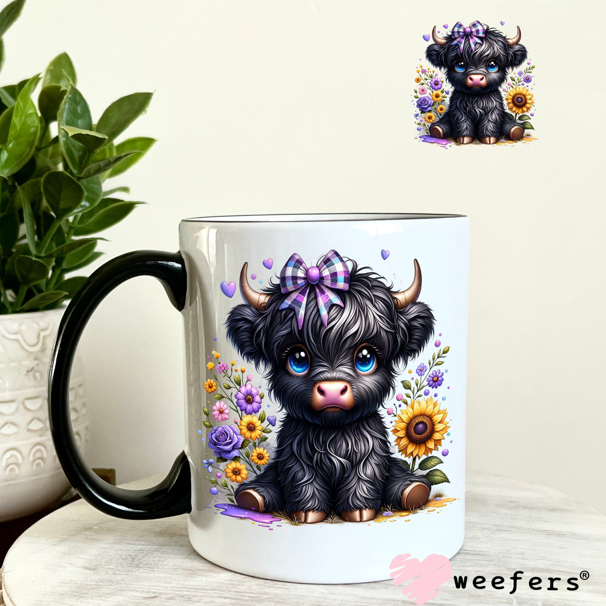 Black Baby Highlander Cow UV DTF Decal - Weefers