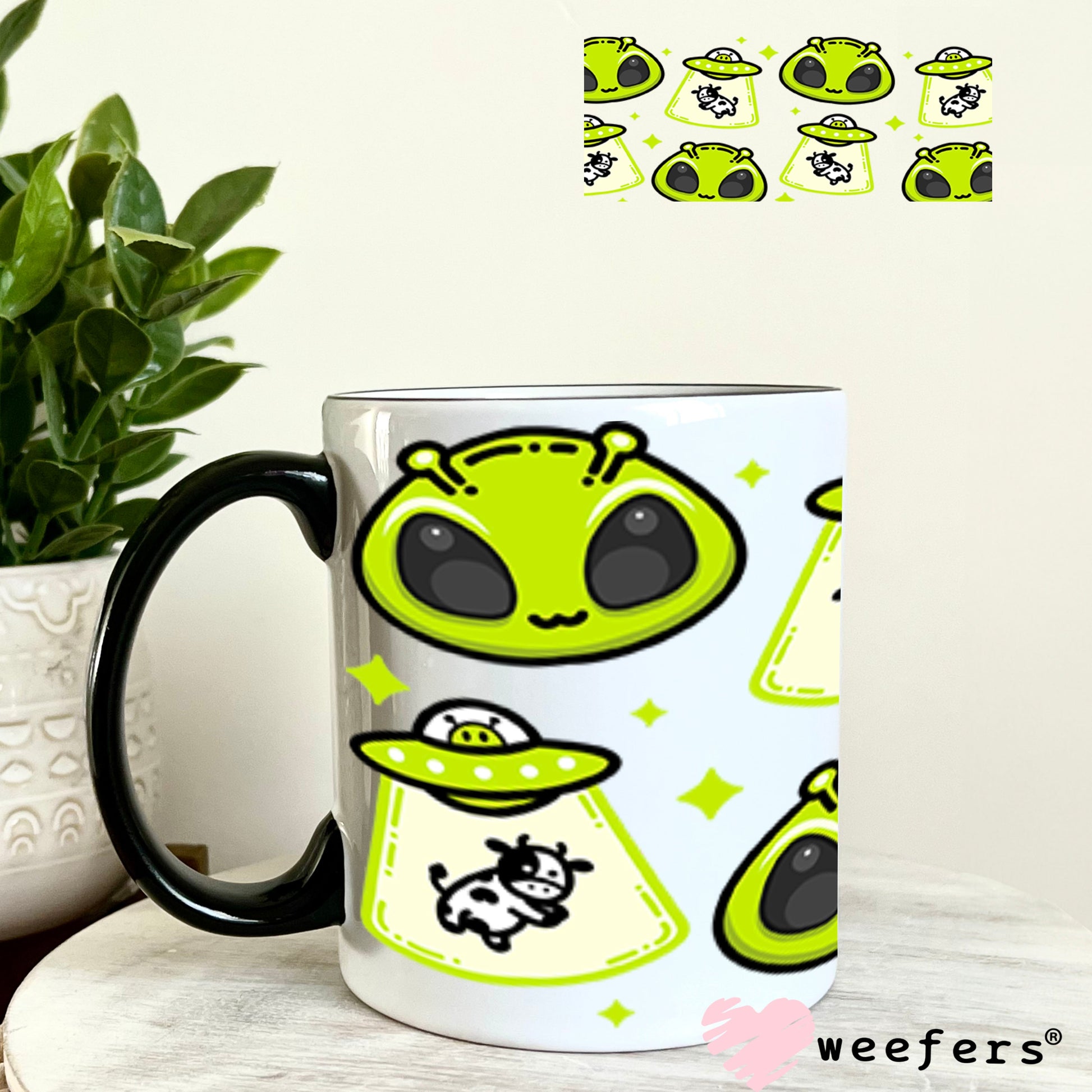 UV DTF Cup Wraps - Alien spaceships 11oz Coffee Mug Weefers