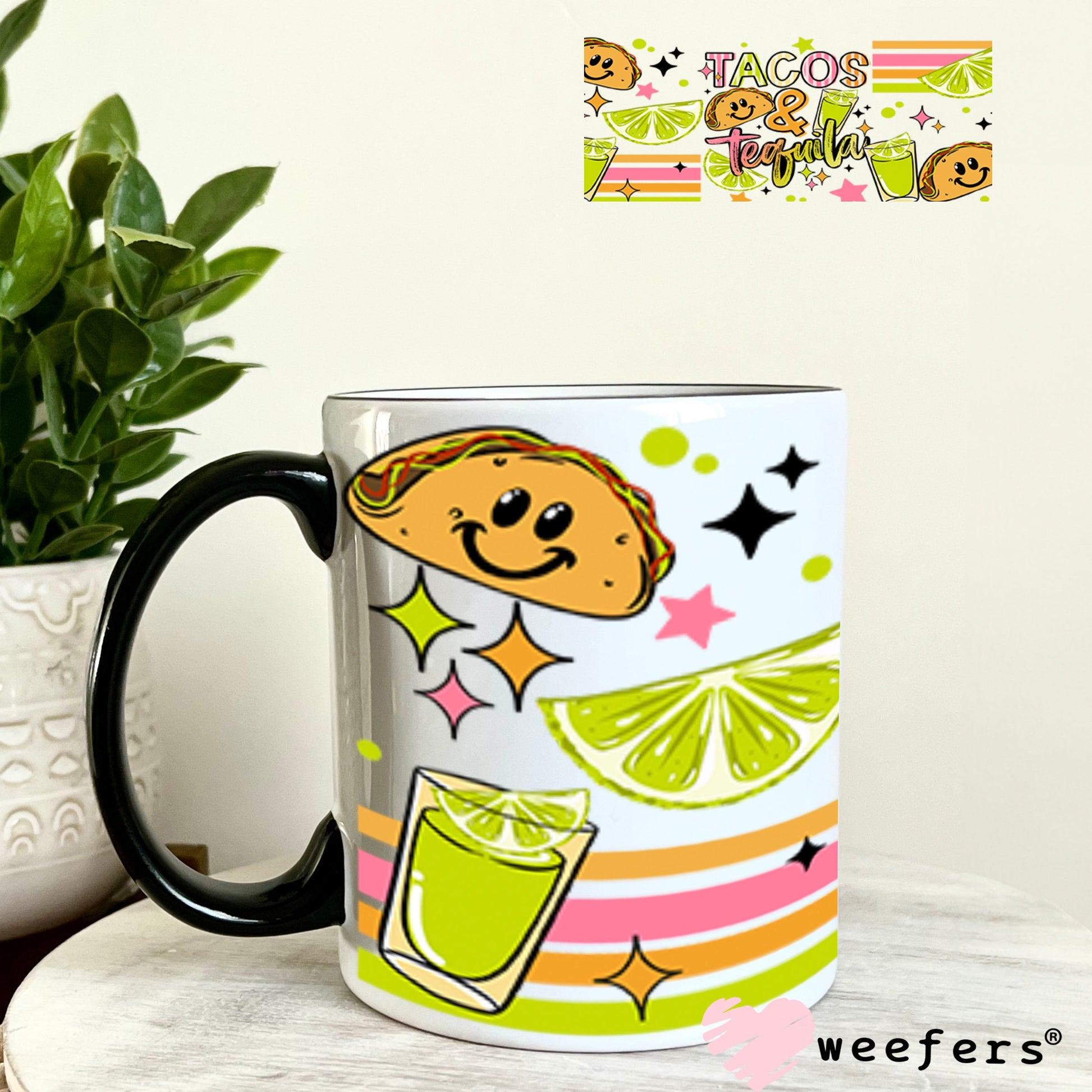 UV DTF Cup Wraps - Tacos and Tequila 11oz Coffee Mug Weefers